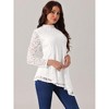 Seta T Women's Lace Long Sleeve Mock Neck Asymmetric Hem Casual Elegant Blouses - 2 of 4