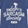 Girls' - Peanuts - Snoopy Sarcasm Society Fitted Short Sleeve Graphic T-Shirt - 2 of 4