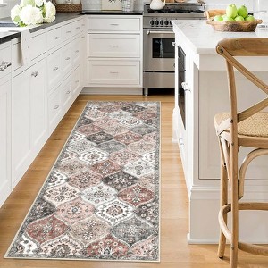 Washable Rug for Living Room  Trellis Rug Non Slip Throw Rugs Vintage Bedroom Rugs Low Pile Non Shedding - 1 of 4