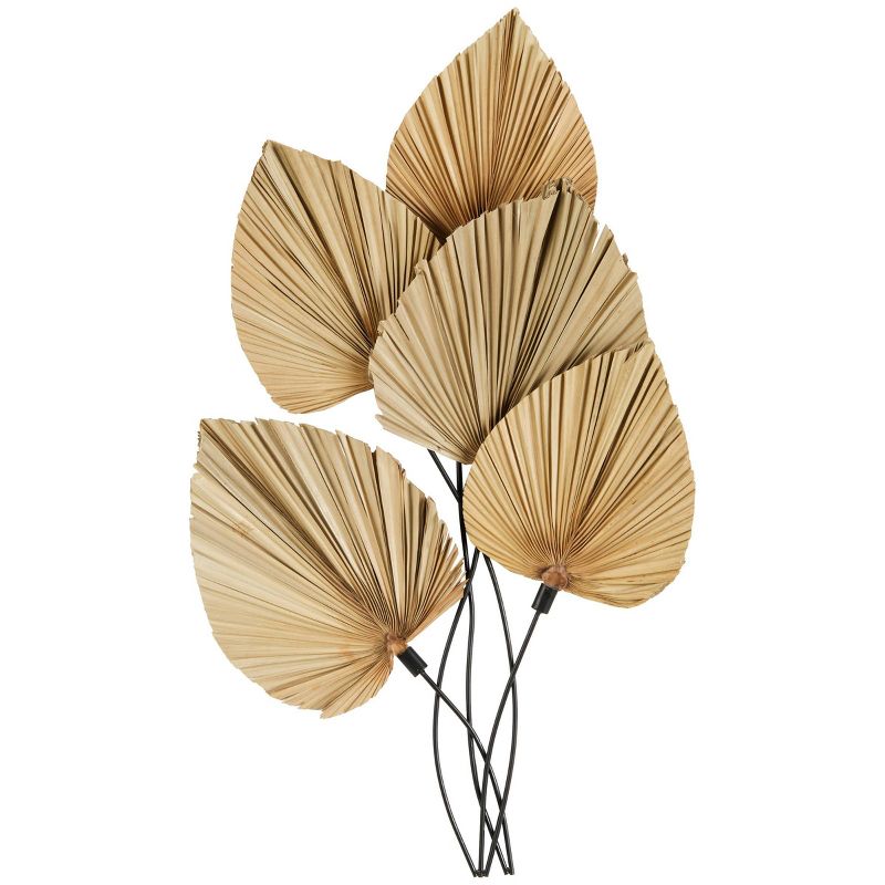 Olivia &#38; May 40&#34;x23&#34; Metal Leaf Layered Wall Decor with Palm Leave Accents Brown, 1 of 8