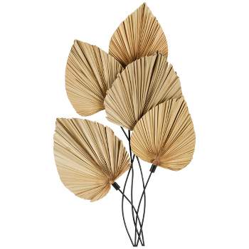 Olivia & May 40"x23" Metal Leaf Layered Wall Decor with Palm Leave Accents Brown