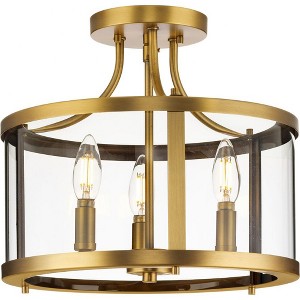 Progress Lighting Gilliam 3-Light Semi-Flush Mount, Vintage Brass, Curved Glass Shade - 1 of 1