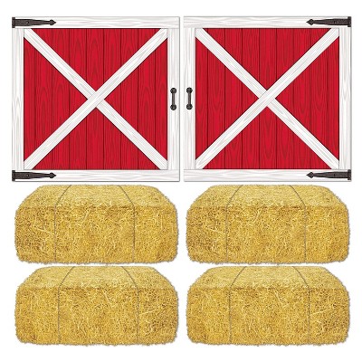 Beistle 15 1/2" - 32 1/2" Barn Loft Door and Hay Bale Props; 12/Pack 52069