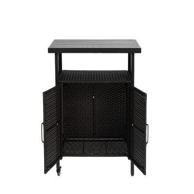 Dexmalle Outdoor Wicker Bar Cart