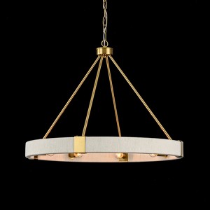 Rennnsan Kynetta 27" W 8 - Light Wagon Wheel Cotton Thread Boho Dimmable Chandelier in White - 1 of 3