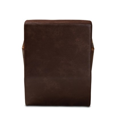 Christa Walnut Brown Faux Leather Mid-Century Accent Chair