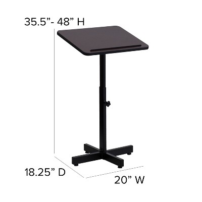 Adjustable Height Black Steel Lectern with Mahogany Top