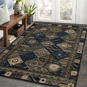 Area Rug Boho Distressed Floor Carpet Vintage Floral Rug, Polypropylene - 1 of 4