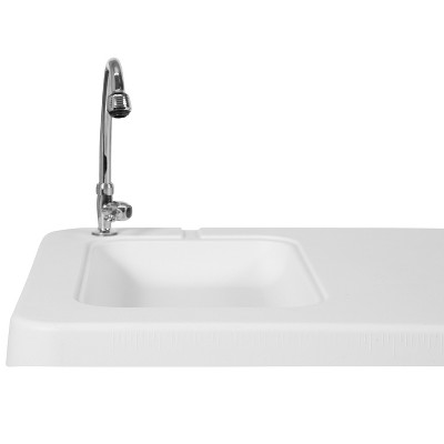 46-Inch White Plastic Portable Fish Cleaning Table with Sink