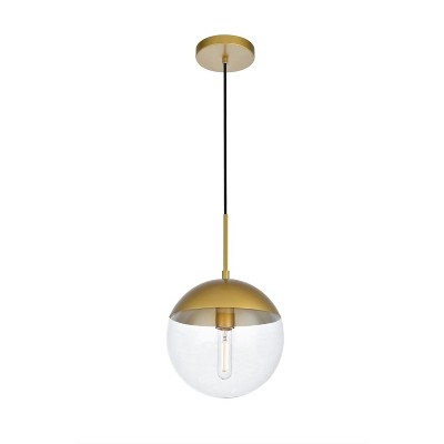 Brass and Clear Glass Adjustable Pendant Light with Black Cord