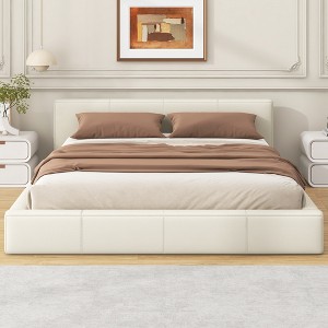 Queen Size Upholstered Platform Bed with Headboard for Bedroom - 1 of 4