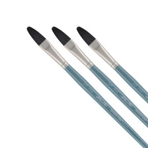 Mimik Professional Watercolor Brushes - Flat Set of 3 - Synthetic Squirrel Hair - Natural Bristle Artist Brushes for Watercolors, Gouache & Acrylics - - 1 of 4