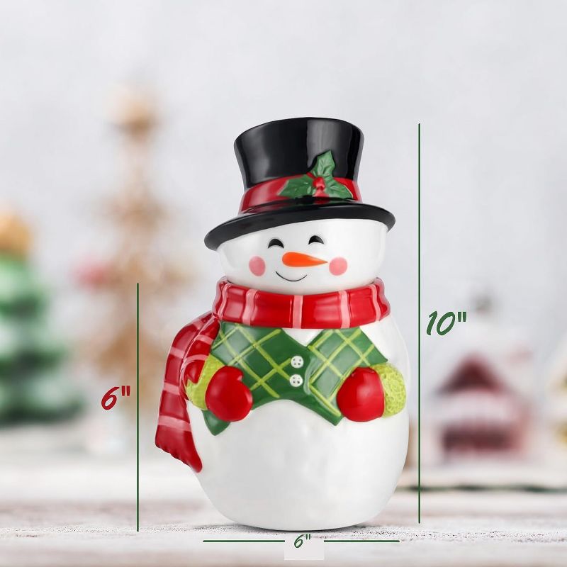 KOVOT Festive Ceramic Snowman Cookie Jar - Perfect for Christmas Cookies, Candy, and Holiday Treats, 3 of 7