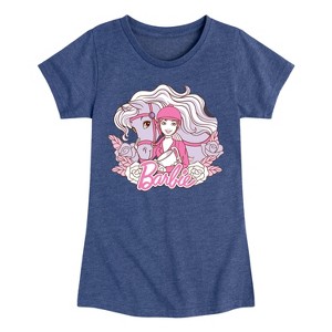Girls' - Barbie - Horse Flowers Fitted Short Sleeve Graphic T-Shirt - 1 of 3