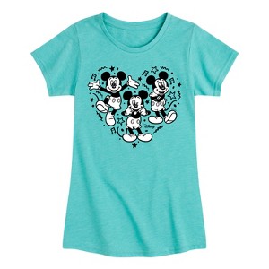 Girls' - Disney - Mickey Mouse Heart Fitted Short Sleeve Graphic T-Shirt - 1 of 4