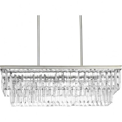 Progress Lighting Glimmer 4-Light Linear Chandelier, Silver Ridge, Prismatic Glass Shade