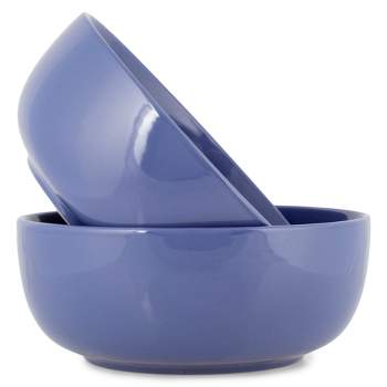 Elanze Designs Bistro Glossy Ceramic 8.5 inch Pasta Salad Large Serving Bowls Set of 2, Violet Purple