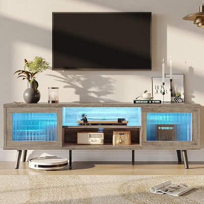 Bestier Modern 63" TV Stand with LED Lights for TV, Media Console with Cable Management