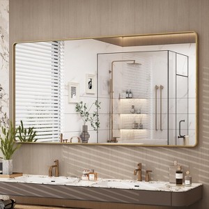 KIOTEE Rectangular Aluminum Alloy Framed and Tempered Glass Wall Bathroom Vanity Mirror in Matte Black - 1 of 4