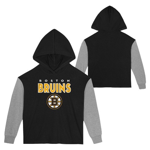 Boston Bruins Hooded Long Sleeve Shirt - Men's Size S - Gray - NHL