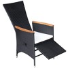 vidaXL 2-Piece Reclining Patio Chairs with Cushions - Weather-Resistant Poly Rattan Outdoor Seating in Black with Cream White Cushions - 4 of 4