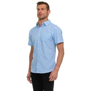 Canada Weather Gear Men’s Short Sleeve Button-Up Shirt – Casual Slim Fit Collared Shirt with Front Pocket – Lightweight Stretch - 1 of 4