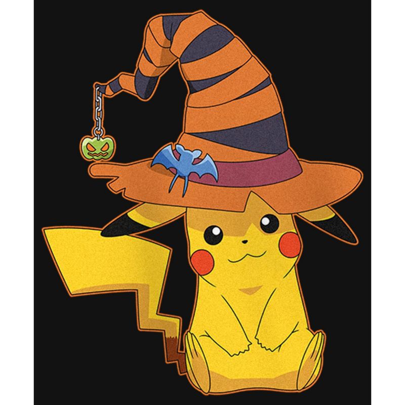 Girl's Pokemon Halloween Pikachu Witch Hat T-Shirt, 2 of 5