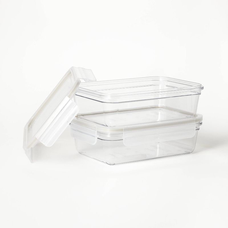4pc (set of 2) 5.5 Cup Plastic Rectangle Food Storage Container Set Clear - Figmint&#8482;, 4 of 8