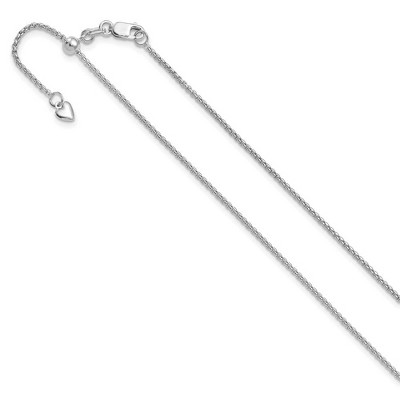 Black Bow Jewelry 1.3mm 14K White Gold Adjustable Round Box Chain Necklace, 22 Inch