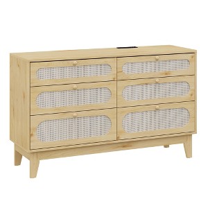 Zstar Different Drawer Dresser for Bedroom,Natural Modern Closet Dresser with Wooden Handles and Wooden Legs, Equipped with Anti-Tip Kits - 1 of 4