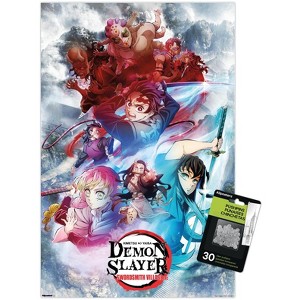 Trends International Demon Slayer: Swordsmith Village - Key Art 1 Unframed Wall Poster Print Clear Push Pins Bundle 14.725" x 22.375" - 1 of 4