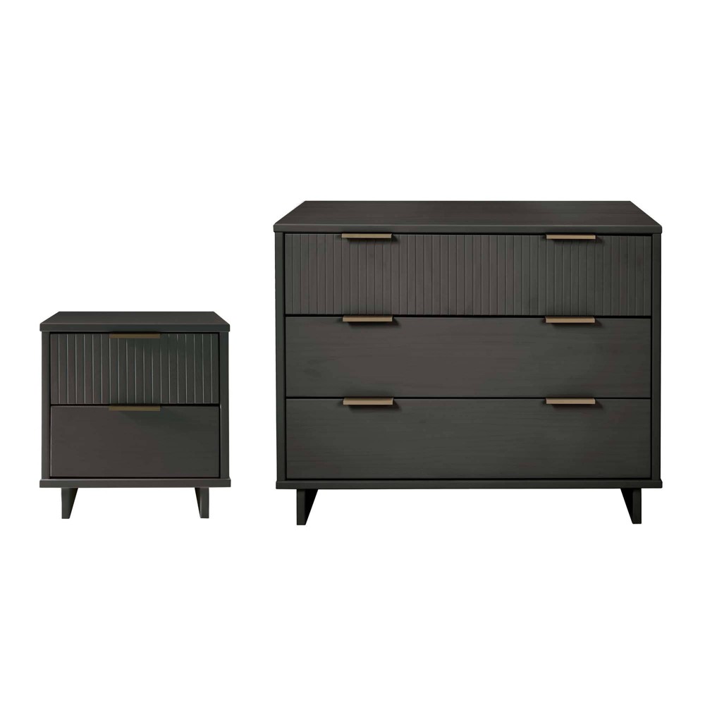 Manhattan Comfort 2pc Granville Dresser and Nightstand Bedroom Set: Modern UV Painted, Soft Close