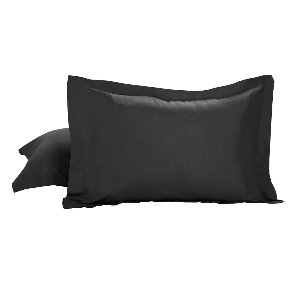 Photos - Pillowcase 2pk Standard Microfiber Tailored Pillow Shams Black - Today's Home