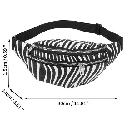 Unique Bargains Zebra Pattern Fanny Pack Black White 1 Pc - image 3