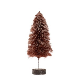 Storied Home Sisal Bottle Brush Tree with Wood Slice Base with Snow Finish, Mulberry - 1 of 1