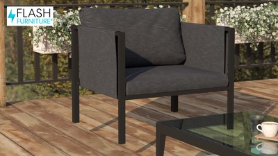 Lea Modern Steel Framed Patio Chair with Light Gray Cushions