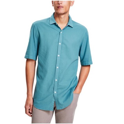 Alfani Mens Solid Textured Button Up Shirt
