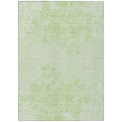 Mint Green Artichoke Green And Ivory Floral Washable Indoor Outdoor Area Rug
