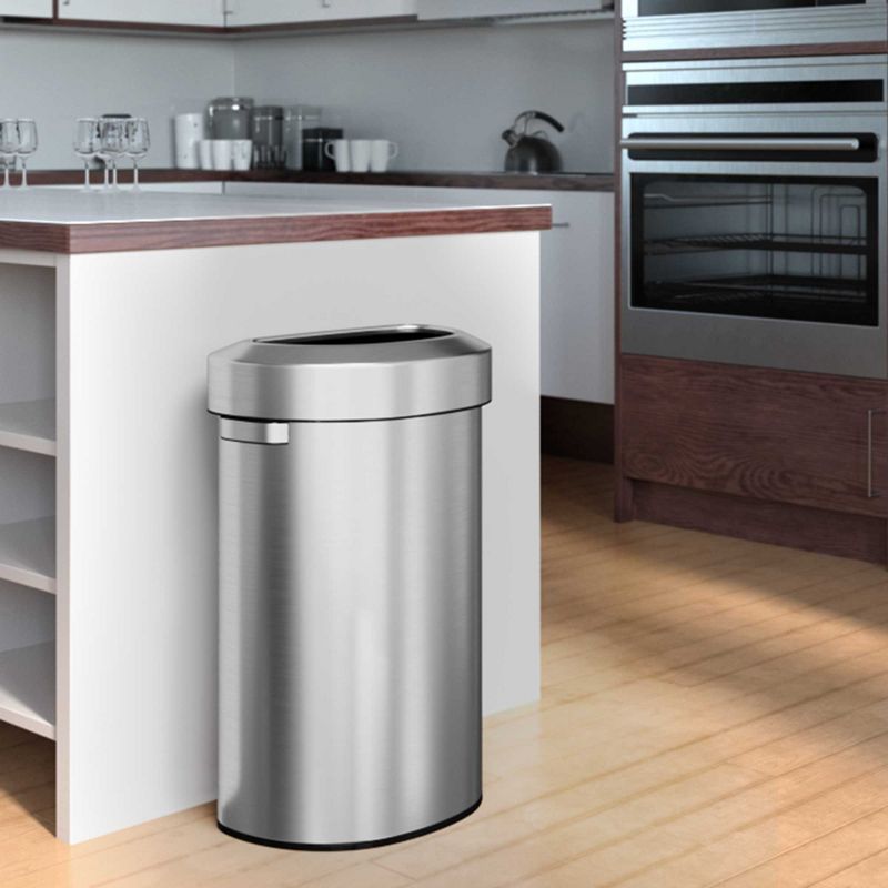 iTouchless Open Top Kitchen Trash Can 23 Gallon Semi-Round Silver Stainless Steel, 2 of 7