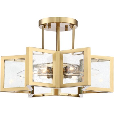 Modern Brass and Glass Star Semi-Flush Mount Ceiling Light