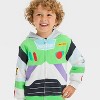 Toddler Boys' Disney Toy Story Buzz Lightyear Halloween Faux Shearling Hood Cosplay Fleece Zip-Up Sweatshirt - White - 2 of 4