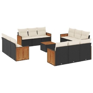 vidaXL Garden Sofa Set Black and cream white - 1 of 4