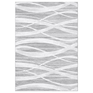 Machine Washable Area Rug Modern Non Slip Rug Foldable Stain Resistant Low Pile Wave Distressed Design Indoor Carpet for Bedroom Office Nursery - 1 of 4