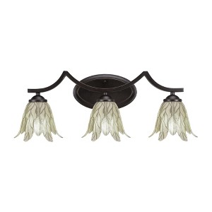 Toltec Lighting Zilo 3 - Light Vanity in  Dark Granite with 7" Vanilla Leaf Shade - 1 of 1