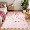 Washable Floral Living Room Rugs, Modern Farmhouse Butterflies Print Botanical Carpet for Bedroom, Soft Non Slip Floor Cover for Girls Nursery Room - 4 of 4