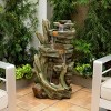 Cascading Stone Tower Fountain With Cool White LED Lights - Alpine Corporation - image 2 of 4