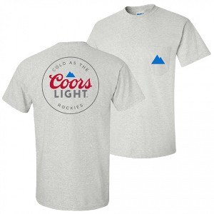 Mens Coors Light Mountain Pocket Logo with Rear Logo Print Grey T-Shirt - 1 of 4