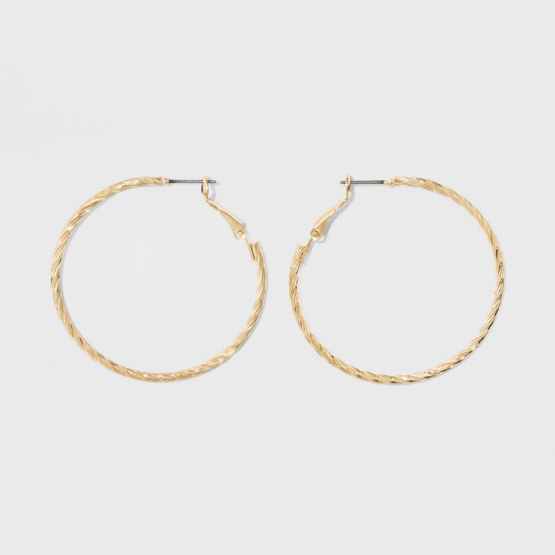 Textured Hoop Earrings - A New Day&#8482; Gold, 2 of 4
