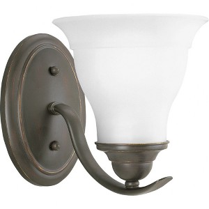 Progress Lighting Trinity 1-Light Bath Fixture, Ceramic, Antique Bronze, Etched Glass Shade - 1 of 3