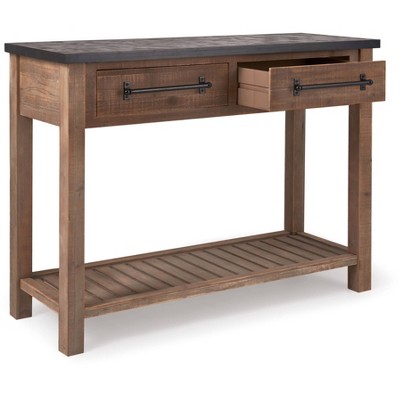 Eugene Brown Wood Console Table with Storage Shelf
